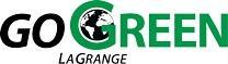 Go Green La Grange Logo; Go GREEN in capital letters with a globe in the middle of the "g" in "Green" with La Grange in smaller type beneath