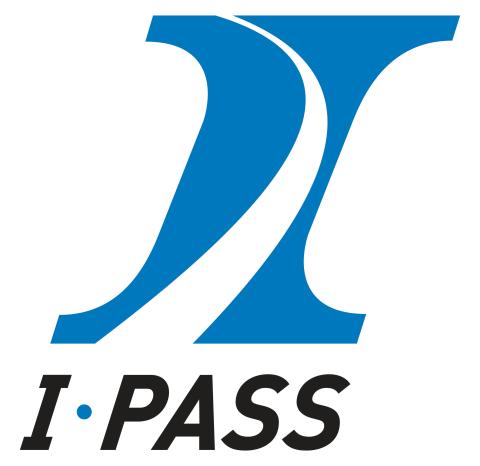 I-Pass logo, a large capital "I" with a road creating negative space down the middle, with the text below reading I-Pass