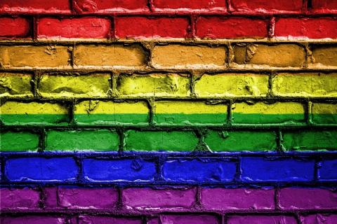 Drawing of a brick wall with a blend of different colors 