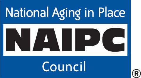National Aging in Place Council logo: the letters NAIPC in the center of a rectangle in capital bold letters with text above reading National Aging in Place and Council below