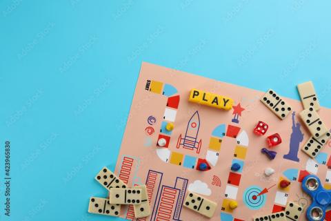 Board games on a blue background