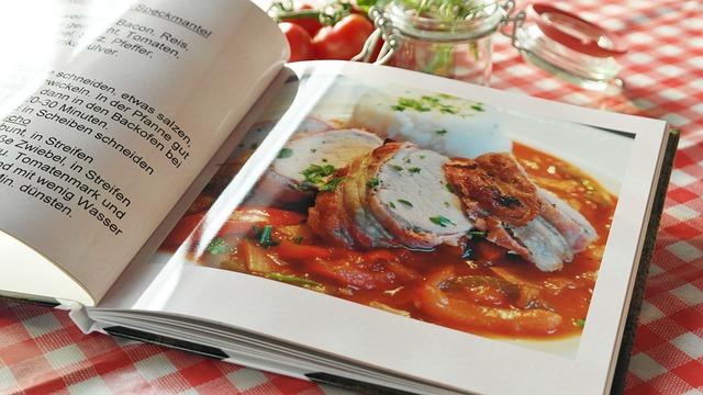 Open cookbook showing a pasta dish