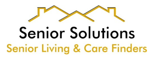 Senior Solutions logo, three conjoined outlines of rooftops